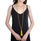 Adabele Premium 108 Mala Beads Malas Necklace - Natural Healing Gemstone Tibetan Buddhist Japa Prayer Meditation Reiki Chakra Stone Quartz Rock Women Men Jewelry - style: Citrine