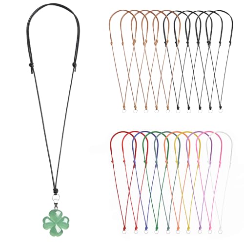 20 Pcs Necklace Cord for Pendant Necklace String Adjustable Knotted Handmade Craft Choker with Metal Ring for Hanging Pendants Rope, Black Necklace Cord - color: Style 13