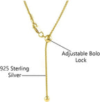 Savlano 925 Sterling Silver 1.8MM Square Wheat Fox Tail Spiga Chain Necklace - 18K Gold Plated Adjustable Bolo 14-24 Inches Chain for Women. Comes with a Gift Box - Made in Italy - style: Silver Yellow Gold Plated