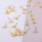 12Pcs Gold Earring Posts with Loop, 3/4/5mm Flat Studs Earring Hook Hypoallergenic 925 Sterling Silver Earrings Findings Butterfly Backs Supplies Set Gold Ear Studs Posts for Earrings Jewelry Making - color: Flat_Gold