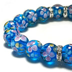 Artsy Crafts 20 Pcs 12mm Lampwork Flower Glass Beads, European Murano Glass Beads, Handmade Loose Crystal Beads for Jewelry Making Charm Bracelet Necklace Earrings Rosary (Sky Blue) - color: Sky Blue