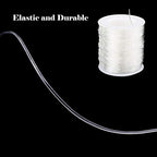 4 Rolls Clear Elastic Bracelet String, 0.8mm & 1mm, TuNan Crystal Stretchy Bead String Stretch Cord for Bracelets Beading Jewelry Making - Clear and Black (50/50/55/55 Yards)