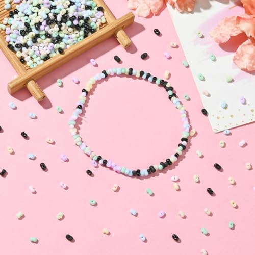 Glass Seed Beads Bulk Peanut Shape Colorful Seed Beads Small Pony Beads for Jewelry Making DIY Craft Projects Bracelets Necklace Earing 10g/Color