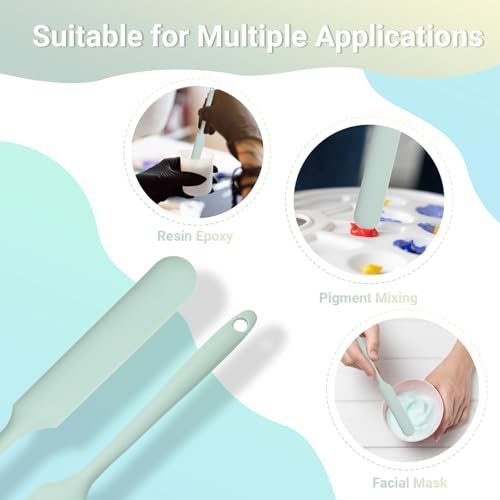 Gartful 6PCS Silicone Spatula Sticks, Non-Stick Epoxy Resin Mixing Sticks Scraper Tools, Reusable Stirring Rods for Resin, Paint, Waxing, Liquid, Arts Crafts Supplies, Facial Mask, Light Green - color: Light Green