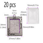20Pcs Pendant Trays,Bezel Pendant Trays Blanks with Glass Cabochons for Pendants Making and DIY Jewelry Making(18×25mm)