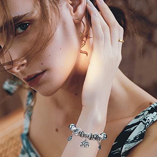 European Large Hole Beads Spacer Beads Charm Fairy Wands Beads Rhinestone Craft Beads for DIY Bracelet Jewelry Making (Black) - color: Black