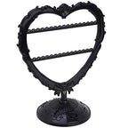 Cute Heart Earring Holder Small Jewelry Organizer Display Stand (Black)