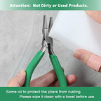 Flat Nose Pliers Smooth Jaw Precision Small Jewelry Beading Making Tool Mini Pliers with Green PVC Handle for Wire Bending Warpping Straightening Shaping Professional DIY Hand Tools - style: Flat Nose Pliers