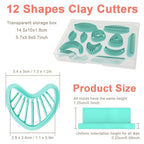 Polymer Clay Cutters - 12 Shapes Leather Twisting Jewelry Earrings Cutter, Polymer Clay Cutters for Jewelry, Earring Making Kit with Storage Box - style: Leather Distortion theme (12 pcs)