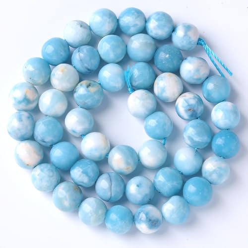 32pcs 12mm Larimar Beads Natural Gemstone Round Loose Beads for Jewelry Making Energy Crystal Healing Power - color: Blue Larimar Stone, size: 12mm