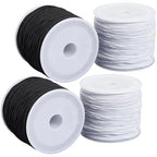 4 Rolls 0.6MM 148 Yards Elastic Stretch String Cords Round Sturdy Black White Soft Fibre Thread Arts Beading Sewing Accessories Cord Bulk for Jewelry Making Bracelets DIY Crafts Supplies - size: 0.6mm