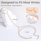 Gold Hand Chain Bracelet for Women, Ring Bracelet Hand Chain Non Tarnish Waterproof Dainty Finger Bracelet Beaded Cubic Zirconia Layered Twist Link Stack Bracelets Trendy Jewelry Gift for Her - color: Dainty Double Chain