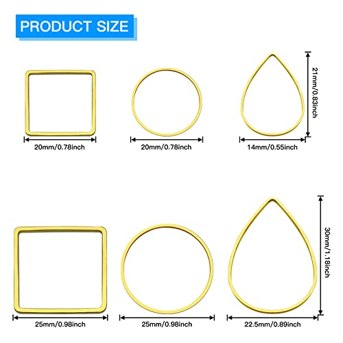 120Pcs Earring Hoops for DIY Jewelry Making - Hypoallergenic Earring Findings with Round, Square, Teardrop, Circle Shapes - Open Bezel Pendant Frame - color: Gold