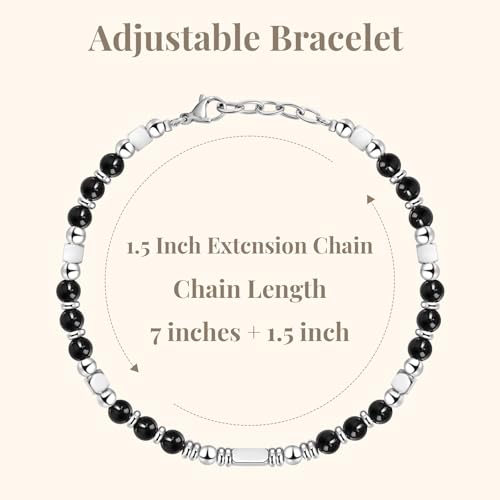 Womens Boho Adjustable Stackable Beaded Bracelets for Women Teen Girls Stainless Steel Natural Stone Link Bracelets for Women Non Tarnish Waterproof Handmade Bead Bracelet for Women Best Friend Bestie Mother Daughter Sister Gifts for Happy Birthday Grad G