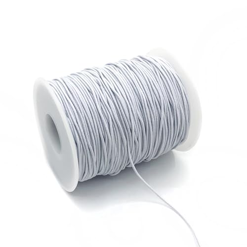 1mm Elastic Cord for Bracelets Necklaces, Cakasi 110 Yards Sturdy Stretchy Elastic Cord for Jewelry Making, Necklaces, Beading - White - color: White
