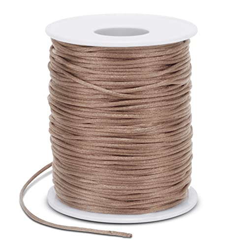 1.5mm Nylon Cord 328 Feet Satin Cord Nylon String for Bracelets, Bracelet Thread Bead String for Jewelry Making, Necklace, Chinese Knotting, Beading, DIY Crafts (Khaki) - color: Khaki, size: 1.5mm x 328 Feet