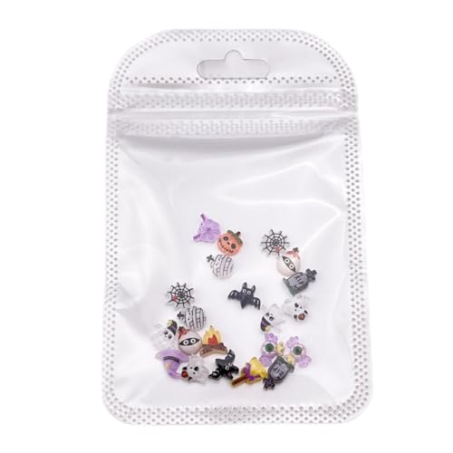 100Pcs Halloween Nail Art Charms Multi Shapes Colors 3D Pumpkin Torch Broom Nail Charms Cute Cartoon Bandage Web Ghost Tombstone Hat Nail Art Rhinestones Mini Flatback Nail Supplies for DIY Nails Art - color: Halloween-5
