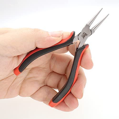 The Beadsmith Round Nose Pliers – Fine Tips – 5 inches (127mm) – Ergonomic Handle with Double Leaf Springs – Jewelry Making Tool for Creating Bracelets, Earrings and Necklaces (Pack of 2) - size: Round Nose - 5" (Pack of 2)