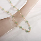 14K Gold Plated Natural Jade & Pearls Necklaces for Women, Natural Freshwater Pearls Jade Pendant Lucky Green Jewelry Chain for Women Lover (14K Gold Plated)