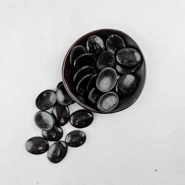 Black Tourmaline Worry Stone – Genuine Polished Palm & Thumb Crystal for Stress Relief, Grounding, Root Chakra Support & Travel Mindfulness Gift - color: Black Tourmaline