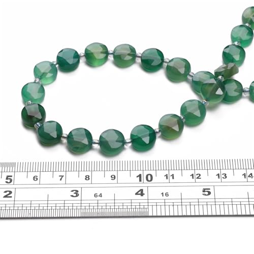 BEADIA Natural Faceted Green Agate Rondelle Disk Stone Beads 10x5mm 37cm for DIY Chain Jewelry Making - color: Green Agate