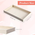 12 Pack 1 Grid Velvet Jewelry Trays, Stackable Jewelry Drawers Organizer Inserts, Beige Jewelry Storage Display Trays for Necklace, Earring, Ring, Bracelet, 8x4.6x0.91 Inches