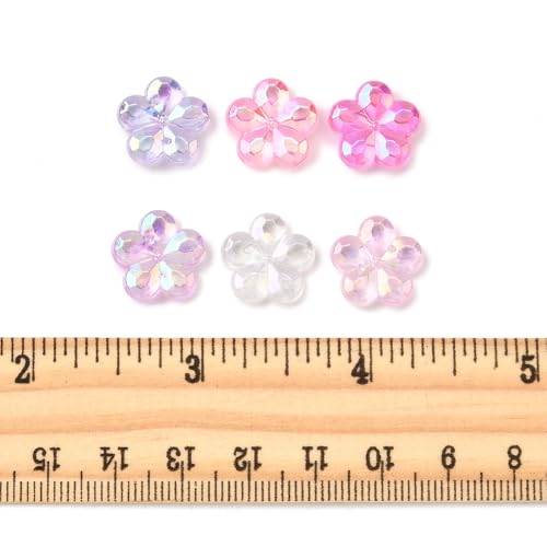 216Pcs Cute Flower Acrylic Beads for Jewelry Making AB Colorful Transparent Spacer Beads for Bracelets Necklace Earrings Making DIY Crafts Gift - color: Flower1-216 pcs