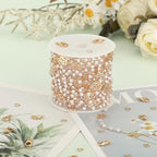 KYUNHOO 16.4 Feet 3MM Faux Pearl Bead Chain for Jewelry Making Rose Flower Link Brass Cable Chains Bulk with Clasps for Handcraft DIY Finding Supplies - color: Flower Pearl