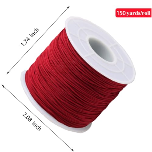 0.5mm 150Yards Nylon String Cord Braided Beading Thread for DIY Crafts Friendship Bracelets Pendant Chinese Lucky Knotting Macrame Necklaces,Jewelry Making (Wine Red) - color: Wine Red, size: 0.5MM