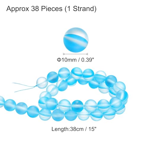 uxcell Matte Crystal Glass Beads 10mm Synthetic Frosted Shining Semi-Precious Round Loose Beads Synthetic Moonstone for Jewelry Making DIY Bracelet, Light Blue - color: Light Blue, size: 10mm