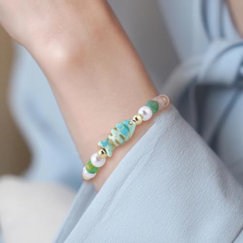 SUNNYCLUE 1 Box 50Pcs Fish Shaped Beads Turquoise Fish Beads Bulk Animal Synthetic Turquoise Dyed Stone Painted Sea Ocean Gemstone Loose Spacers for Jewelry Making DIY Earring Bracelet Necklace Craft