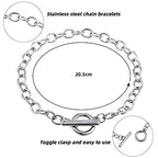 Hicarer 45 Pieces Bracelet Chains with OT Toggle Clasp Stainless Steel Bracelet Link Chains DIY Jewelry Making Supplies for Women Jewelry Crafts(Silver) - color: Silver