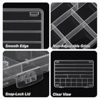SUTOKAKA 1Pc 21 Grids Plastic Jewelry Organizer Necklace Storage Box Small Compartments Bead Container for DIY Nail Crafts Beading Art Supplies - size: 21