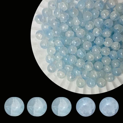 8mm Crackle Glass Beads for Jewelry Making, 700Pcs Round Crystal Beads for Bracelets, DIY Crafts (Royal Blue Crackle) - color: Royal Blue Crackle