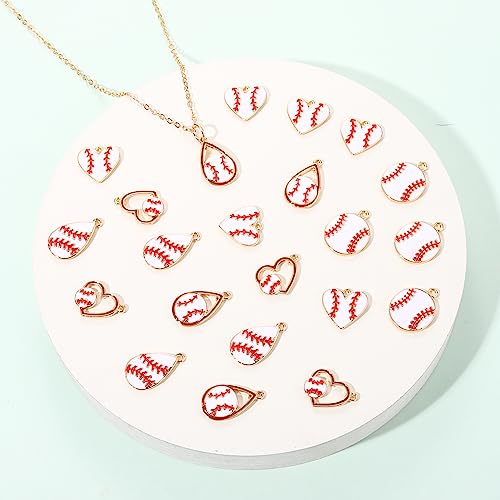 20PCS Sports Charms Enamel Basketball Baseball Pendant Charms for Jewelry Making Rhinestone Ball Game Softball Charms for Necklace Bracelet Earrings DIY Crafts - color: Set 7