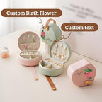Personalized Travel Jewelry Case, Custom Leather Customized Jewelry Organizer Box w/Name & Birth Flower Month - Birthday Gifts for Women Mom Jewelry Travel Case - style: 01-Birthflower