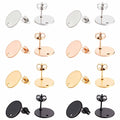 SUNNYCLUE 1 Box 32Pcs 4 Colors Flat Round Earring Posts Stainless Steel Earring Post Ear Stud with Loop Blank Metal Earring Studs Ear Nuts for Earrings Jewelry Making DIY Women Adults Crafts Suppies - color: 16 Pairs Round Mixed Color Stud Earring Finding