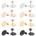 SUNNYCLUE 1 Box 32Pcs 4 Colors Flat Round Earring Posts Stainless Steel Earring Post Ear Stud with Loop Blank Metal Earring Studs Ear Nuts for Earrings Jewelry Making DIY Women Adults Crafts Suppies - color: 16 Pairs Round Mixed Color Stud Earring Finding