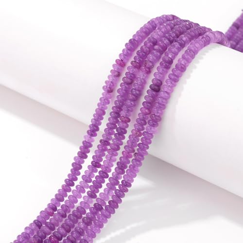 1 Strand 2x4mm Rondelle Beads for Jewelry Making Natural Stone Beads Loose Flat Spacer Abacus Gemstone Bead for Bracelet Necklace Crafts Amethyst - color: Amethyst, size: 2x4