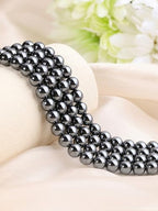 Jovivi 8mm Natural Hematite Gemstone Beads for Jewelry Making,96pcs Energy Healing Crystals Polished Round Smooth Stone Beads,Genuine Real Stone Beads for Bracelet Necklace - color: Hematite