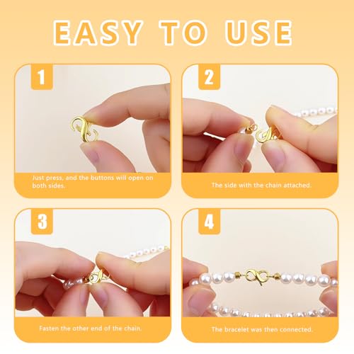 925 Sterling Silver Gold Necklace Extender,Lobster Claw Clasp for Necklaces,Bracelets,14K Gold Plated Chain Extenders and Jewelry Closures for DIY Repair(0.55"x0.24",Gold,1P)