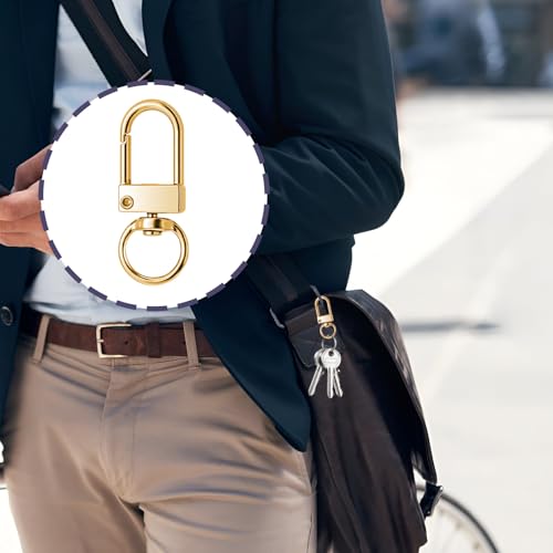 JJUNW 30 Pcs Metal Lobster Claw Clasp, Swivel Snap Key Chain Clip Hooks, Keychain Hooks for Keychain Making DIY Crafts Lanyard Making Pet Collar(Gold) - color: Gold