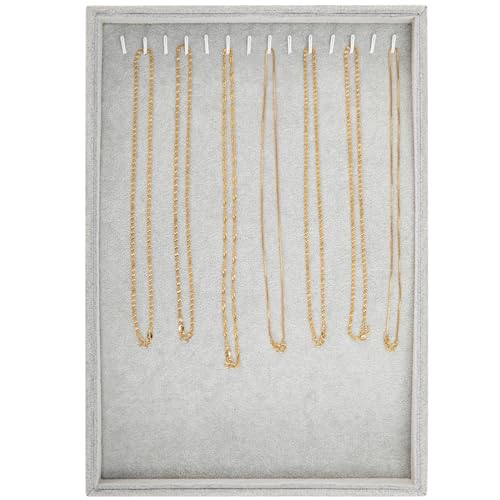 Polmart Stackable Necklace & Jewelry Organizer/Storage/Display Trays, Black Velvet (2-Pack) - color: Grey Velvet