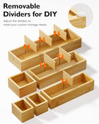 12-Piece Bamboo Desk Drawer Organizer Set – Adjustable Storage Boxes with 24 Compartments, Non-Slip, Modular Design for Office, Jewelry, Vanity, and Kitchen Utensil Drawer Storage - size: 24 Compartments