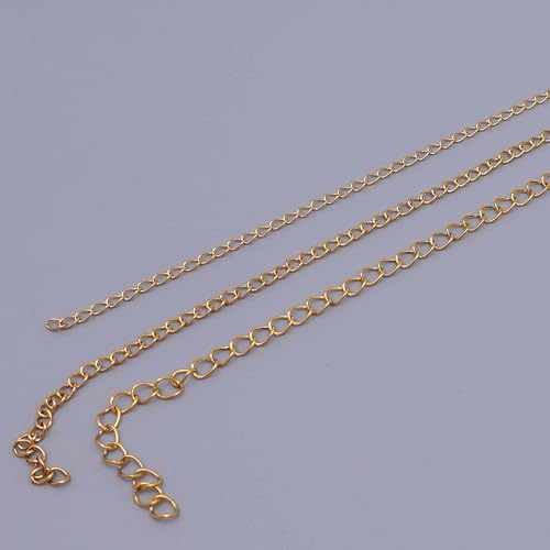THREENEST 16.4-Feet Width 4mm Stainless Steel Gold Extander Chains, 18K Gold PVD Welded Permanent Cable Craft Tail Curb Chain for Necklace Bracelet Earring Jewelry Making - color: 18K Gold, size: Extender Chains(Width 4mm)