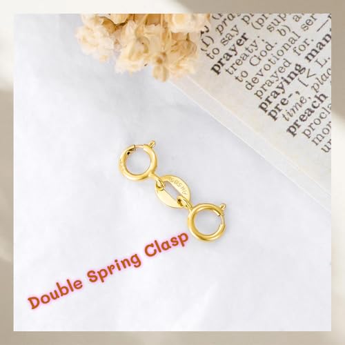 14K Yellow Gold Jewelry Clasp Necklace Extender, Double Lobster Clasp Bracelet Extension Connector for DIY Necklace Bracelet Anklet Jewelry Making, 14K Gold Double Spring Clasp (Style 2) - style: Style 2