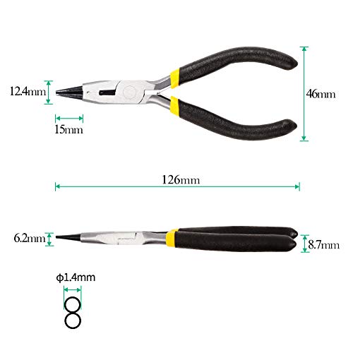 SPEEDWOX Mini Round Nose Pliers with Cutting Edges for Jewelry Making, Small Wire Looping, Multi Use, 5 Inch Tapered Jaw, Micro Pliers, Precision Beading, Hobby Work, Craft - size: Round Nose with Cutter