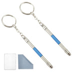 Glasses Repair Kit with Precision 5 in 1 Mini Screwdrivers Set Keychain for Eyeglasses, Sunglasses, Jewelry, Watch, Electronics, Toy, Eye glass Repairing Kit, Hex, Phillips, Flat Head (2pcs Blue) - color: 2pcs Blue