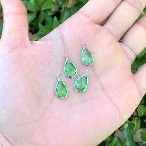 Adabele Grade A Birthstone Pendant Drop 11mm 14mm 16mm Sterling Silver Plated For Personalized Earrings Bracelet Necklace Anklet Pendant Keychain Craft Jewelry Making - color: August (peridot green), size: 16mm Long - 10pcs