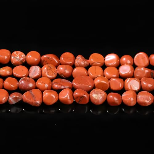 HAAMIIQII Natural Red Jasper Pebble Stone 5-8mm Small Irregular Freeform Tumbled Loose Gemstone Beads for Jewelry Making Strand 15 Inch (45-50pcs) - color: Red Jasper